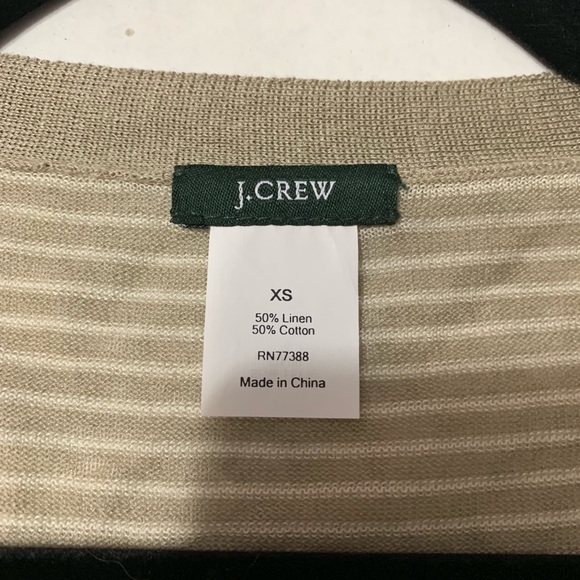 J.Crew Tan Striped V-Neck Cotton Linen Cardigan, Women’s Size XS - Picture 2 of 5